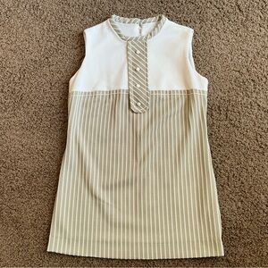 Genuine Vintage 1960’s Mod Mini Shift Dress, Women’s Large, Striped, Tie, Retro